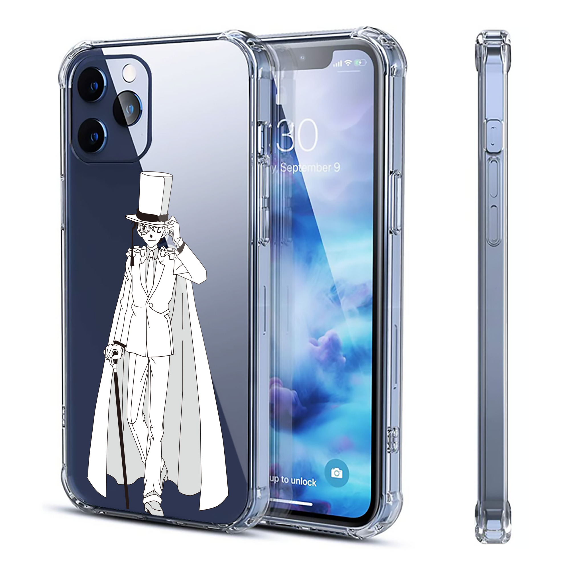 （画像用） 名探偵コナン くろば かいと Detective Conan Kuroba Kaito 【iPhone 12シリーズ対応】透明スマホケース（クリアソフトケース）